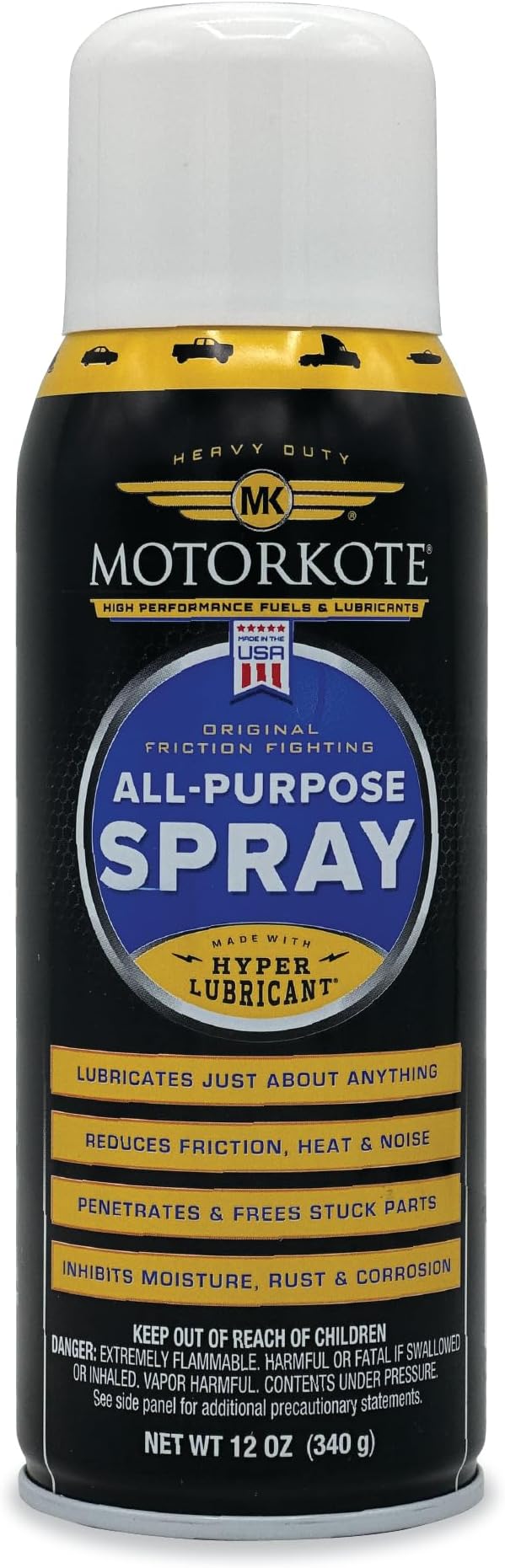 MotorKote All Purpose Spray Lubricant | Penetrates, Lubricates & Protects Metal Surfaces | 12 oz., Single