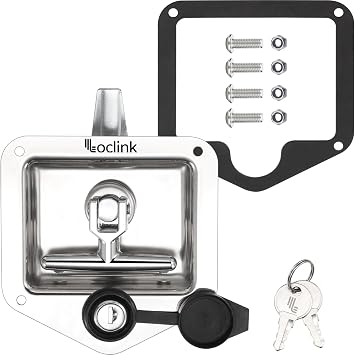 T-Handle Truck Tool Box Latch Replacement kit 304 Stainless Steel Folding Lock with Keys Truck Box Trailer Door RV Camper Storage Box