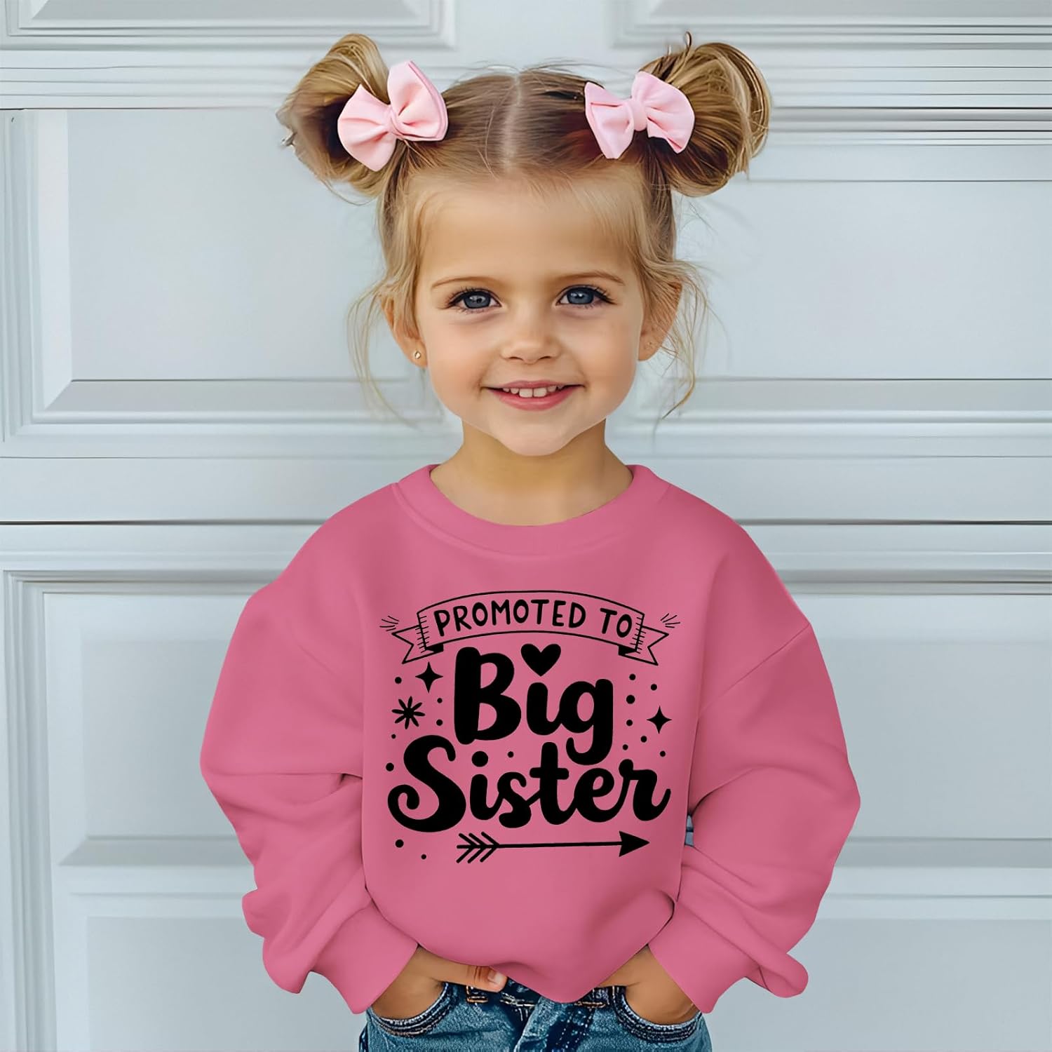 BOUTIKOME Toddler Promoted to Big Sister Sweatshirt Baby Girl Big Sis Pullover Crewneck Shirts Fall Top Announcement Clothes - Image 3