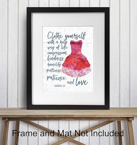 Miniatura 2 de Bible Verse Wall Art - Colossians 3:12 Christian Scripture Wall Art - 8x10 Home Decor for Bedroom, Office, Living Room - Spiritual Inspirational