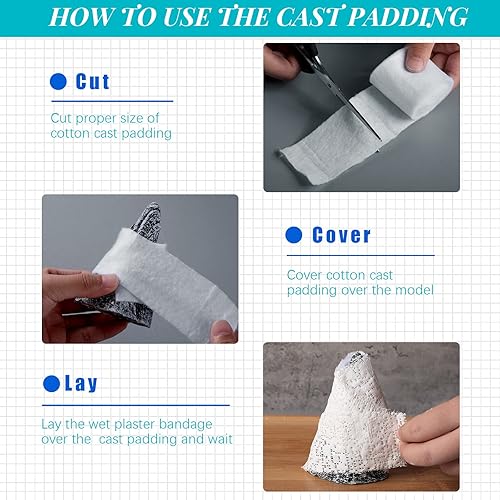 Miniatura 4 de Rollo de vendaje de gasa suave de 48 rollos de algodón fundido con tela de yeso, vendaje de gasa para proyectos de arte corporal, fabricación de