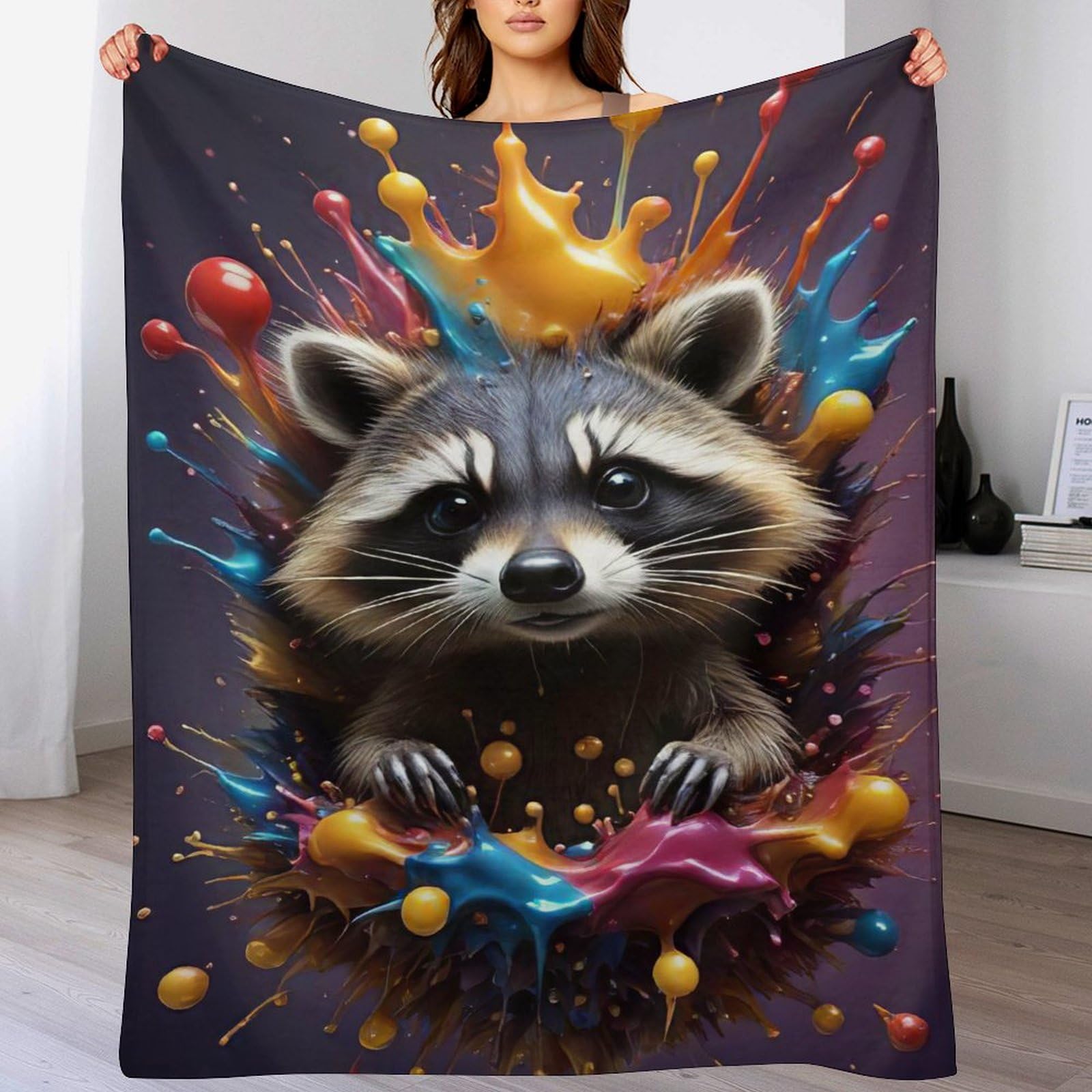 Couverture polaire raton laveur en flannel légère super douce de qualité