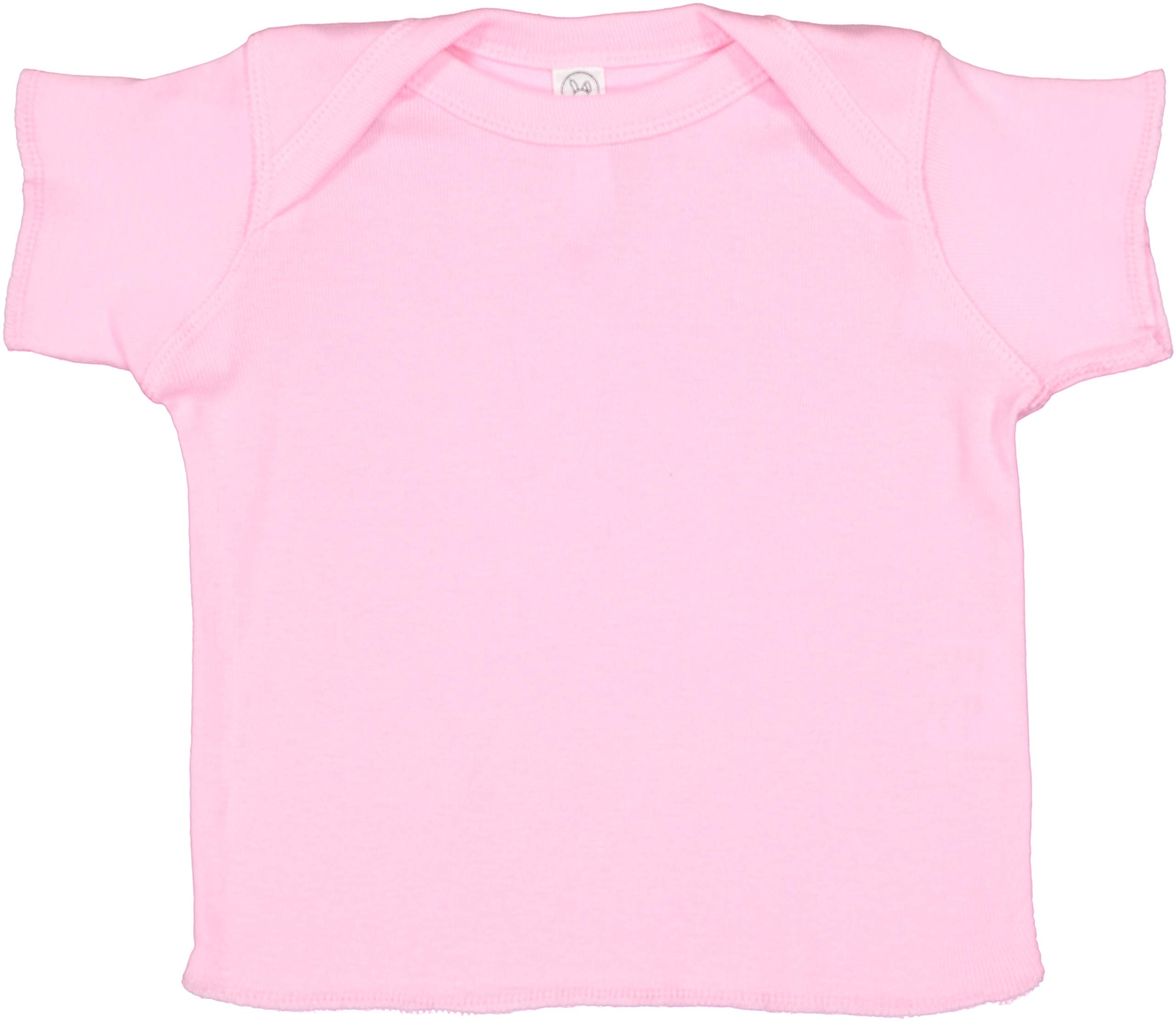 RABBIT SKINS, Baby Soft Lap Shoulder Short Sleeve T-Shirt, Pink, Newborn