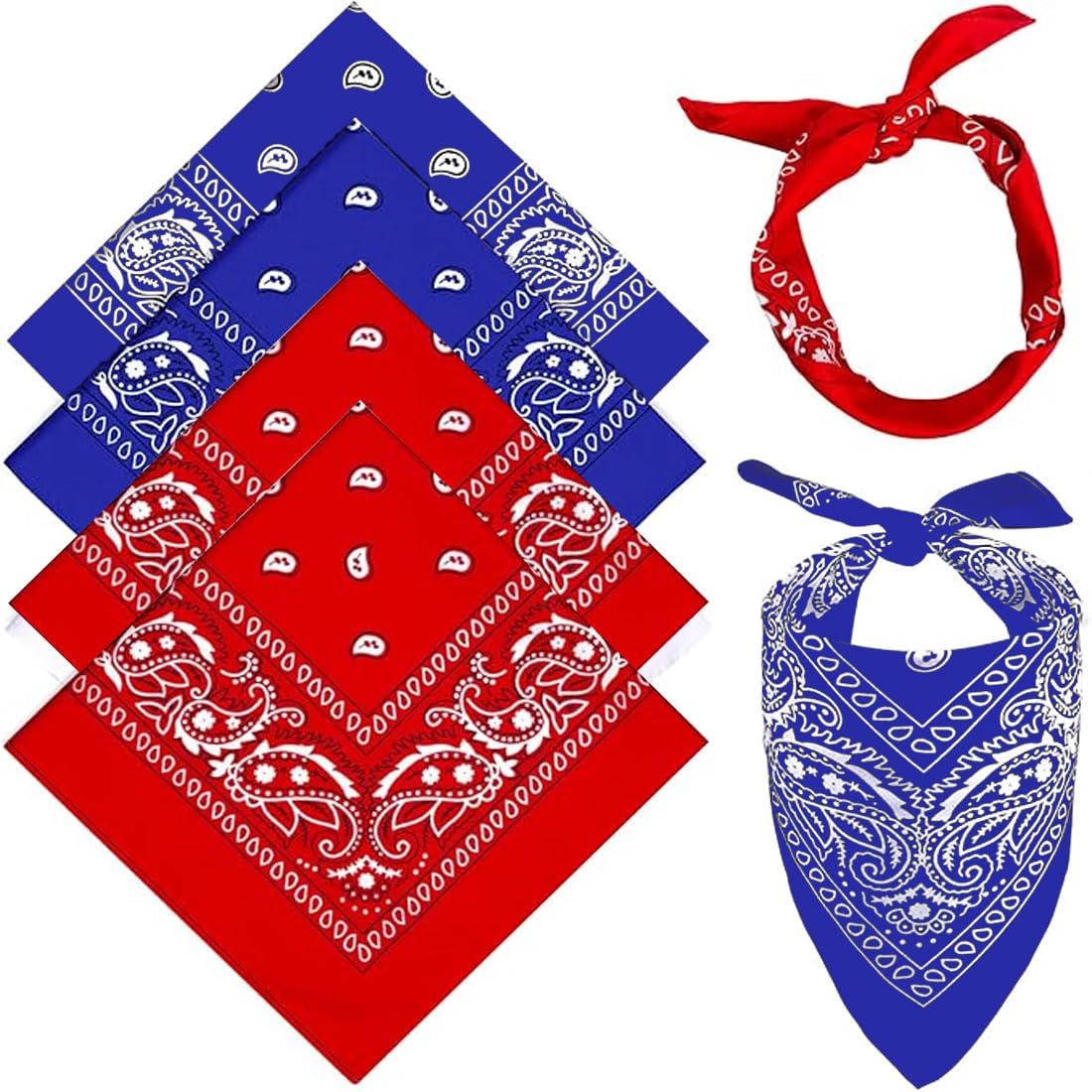 Freak Scene Bandana Paisley Blu E Bianca - Fazzoletto Quadrato In Cotone 100% Naturale, Multiuso