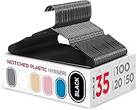 Vista 18 de Sharpty Perchas de Plástico Perchas para Ropa para Ropa, Armario, Abrigos y Camisas - Con Muescas, Duraderas, Gruesas, Resistentes y que Ahorran