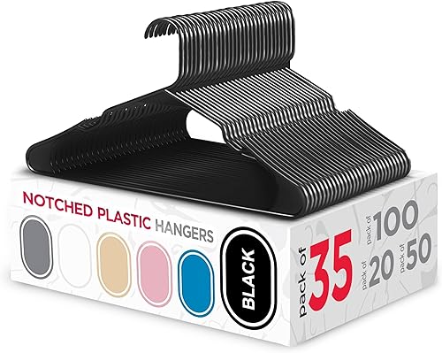 Sharpty Perchas de plástico para ropa, armario, abrigos y camisas, con muescas, resistentes, gruesas, resistentes y ahorran espacio, para uso diario