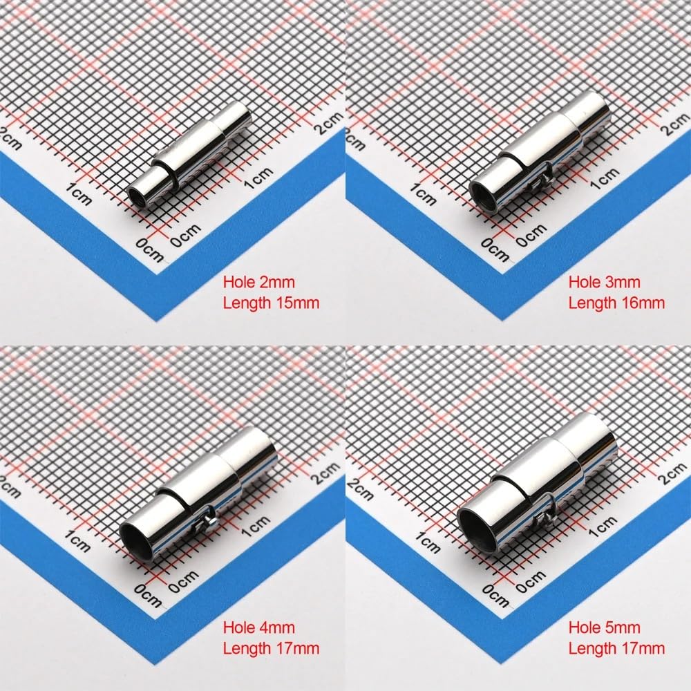 2 Stück 2–10 mm starke magnetische Sicherheitsverschlüsse aus Edelstahl, passend für runde Lederschnur, Armbandverbinder, Schmuckherstellung, Schwarz, Lochdurchmesser 8 mm, Goldlochdurchmesser 5 mm