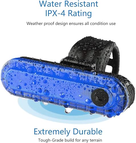 Miniatura 4 de Paquete de 2 luces traseras azules para bicicleta, luces traseras de bicicleta recargables por USB, ultra brillantes, luz trasera LED de alta