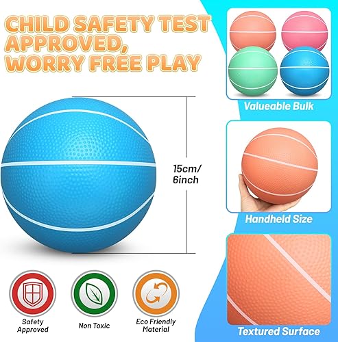 Miniatura 3 de Mini baloncesto para interior, mini aro de baloncesto de 7 pulgadas, de goma suave, juguete de repuesto para niños y adultos, pelota de playa para