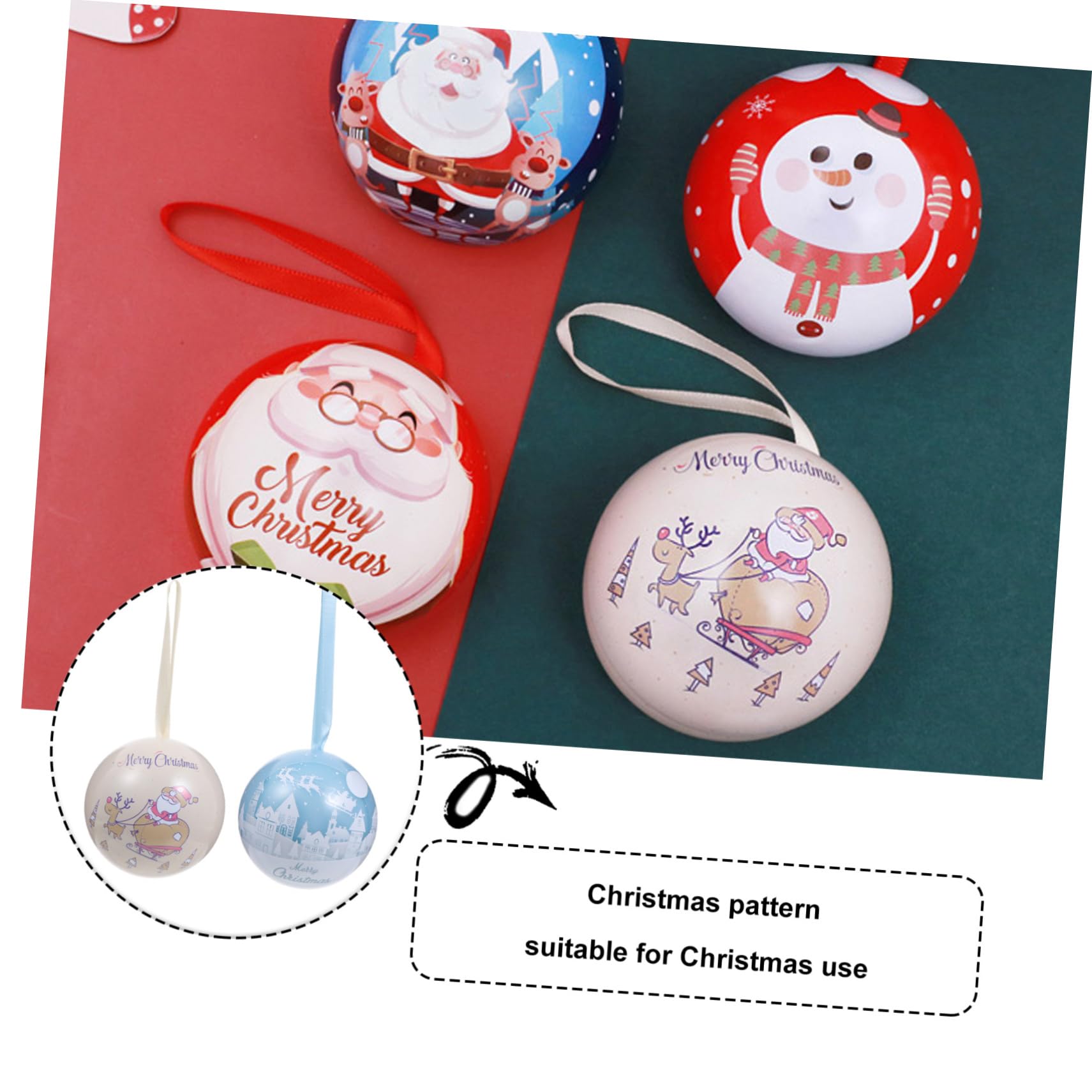 Operitacx Stk Weihnachtskugel-anhänger Runder Geschenkdosenbehälter Befüllbare Weihnachtskugeln Weihnachtskeksdosen Füllbare Weihnachtsornamente Weihnachtsbonbonkugel Weißblechmaterial