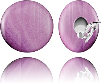 Retro Large Round or Flower Clip on Earrings, Non Pierced Ears for Women (Style 18 - Lilac)