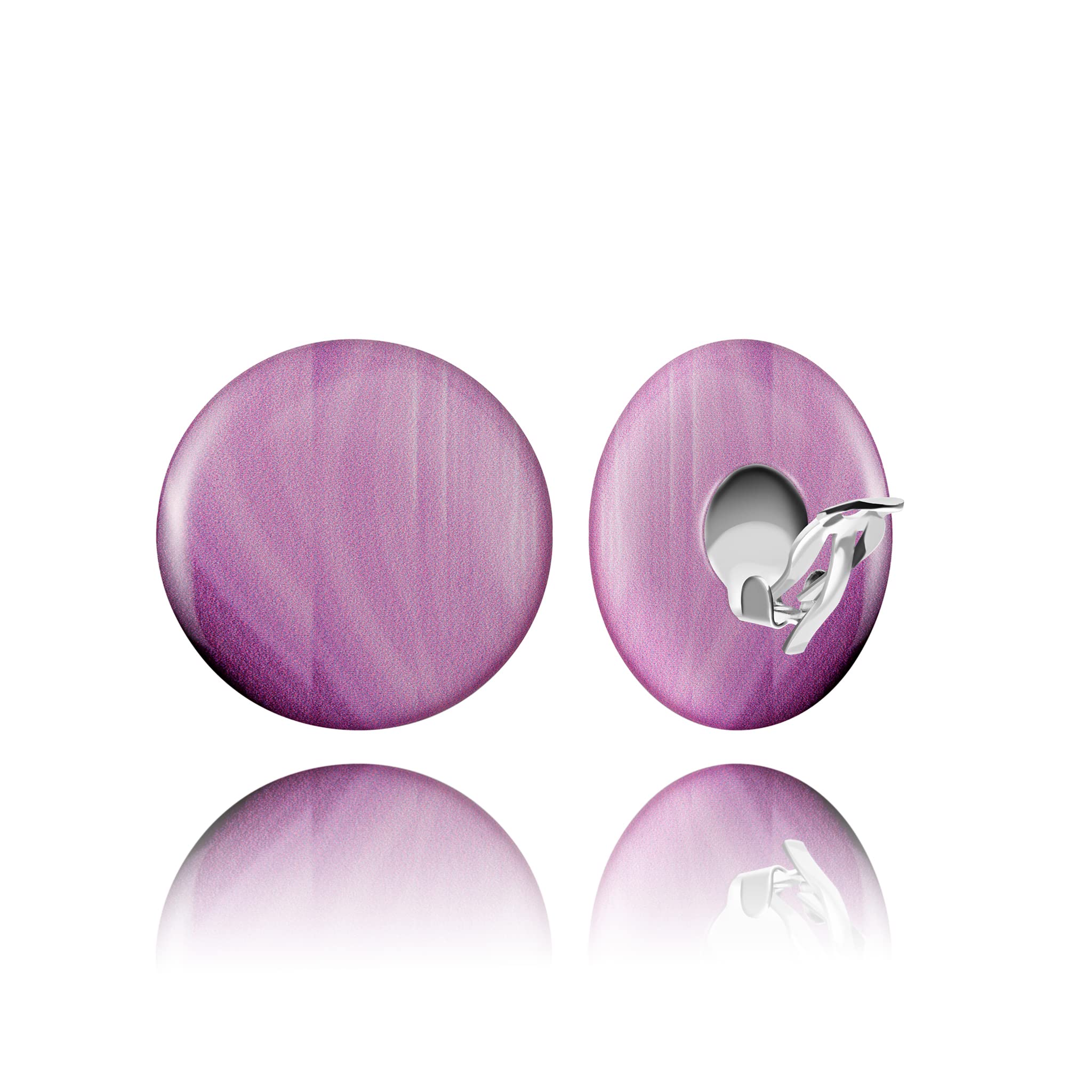Retro Large Round or Flower Clip on Earrings, Non Pierced Ears for Women (Style 18 - Lilac)