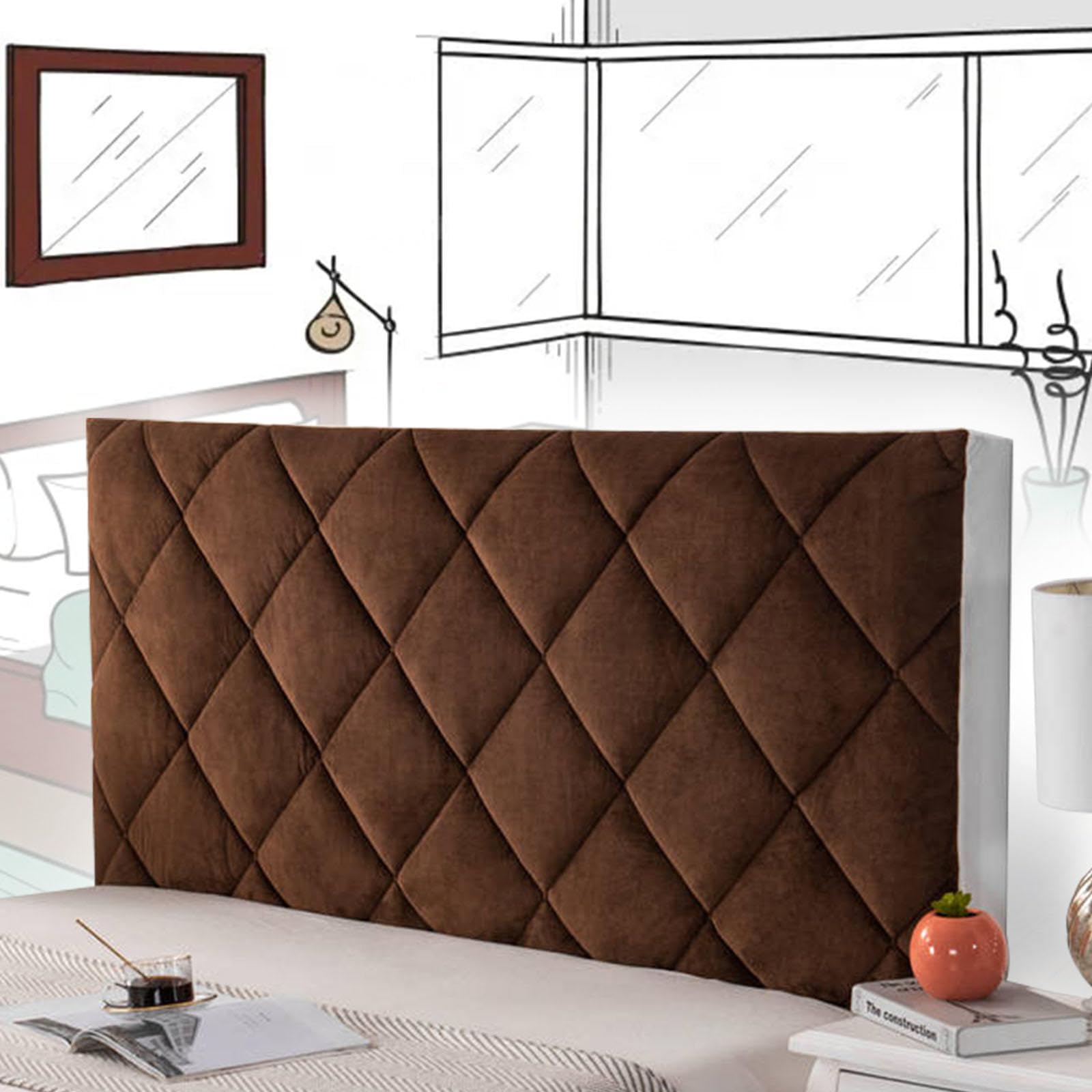 Headboard Covers for Single/King/Double Bed Headboard Slipcover All-Inclusive Modern Elastic Headboard Cover Single Double Queen Wooden/Leather Headboard,brown-150cm