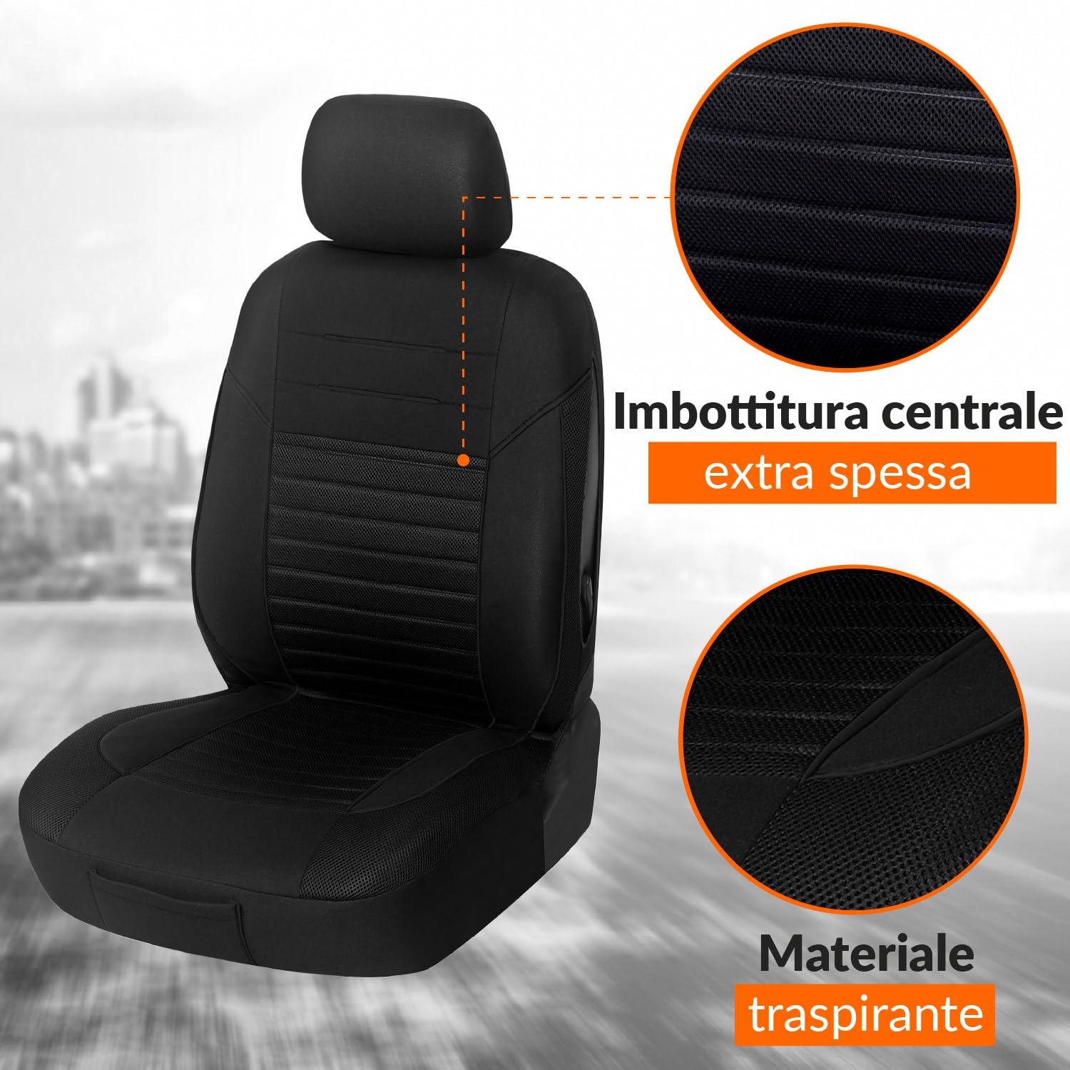 UK Custom Covers SC151B - Coprisedili Anteriori Impermeabili Su Misura Per Mitsubishi L200 (2006-2015) - Nero - 3