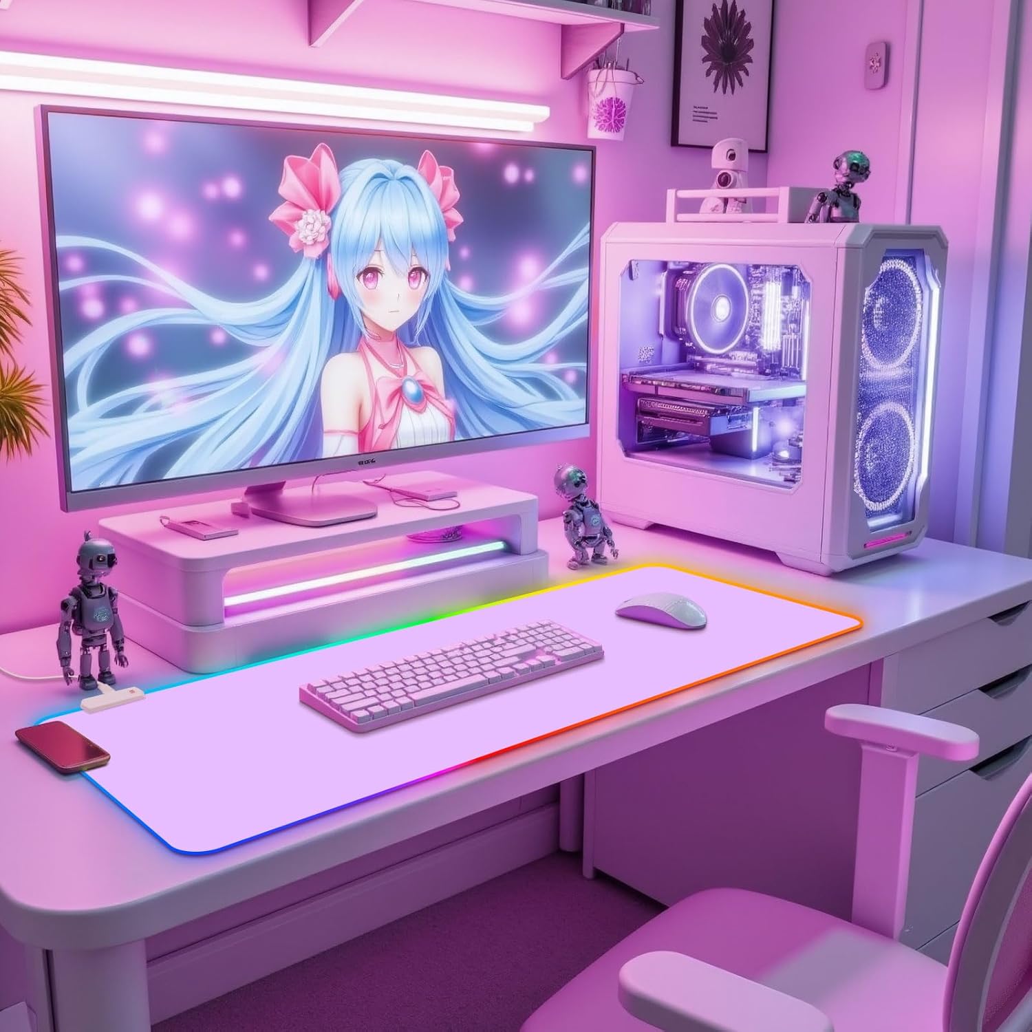 Purple RGB Gaming Mouse Pad I Large Mousepad with 14 Led Modes I Keyboard Pad Gaming Desk Mat I Non-Slip Rubber Base Big Mouse Mat for Gamer I 900x400x4mm Waterproof Mousepad for PC MacBook