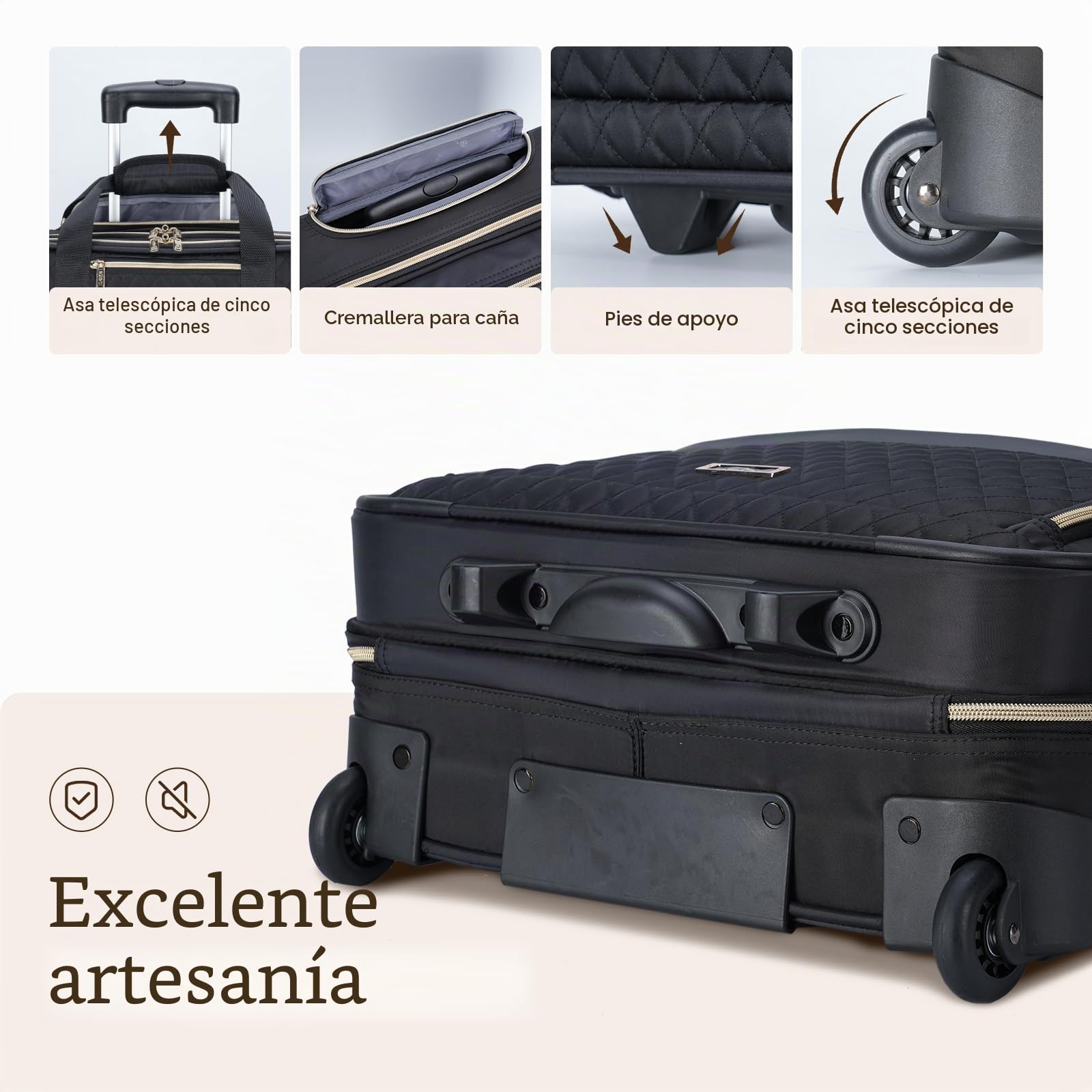 Bolsa con Ruedas Maletín para portátil 15,6, Bolsa diseñada para Viajes Profesionales de Negocios y Viajes,Color Negro