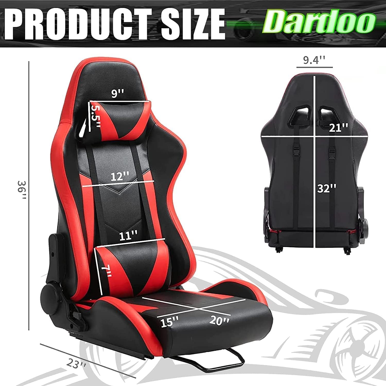 【送料込】 Dardoo バケットシート シートスライダー付 Amazon.co.jp: Dardooレーシングカーゲームバケットシート、調節可能な