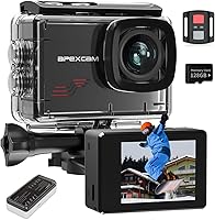 Apexcam M80 4K 60FPS Action Camera with 128GB Card, 64MP Photos, 131FT Waterproof, WiFi, 8X Zoom & Remote