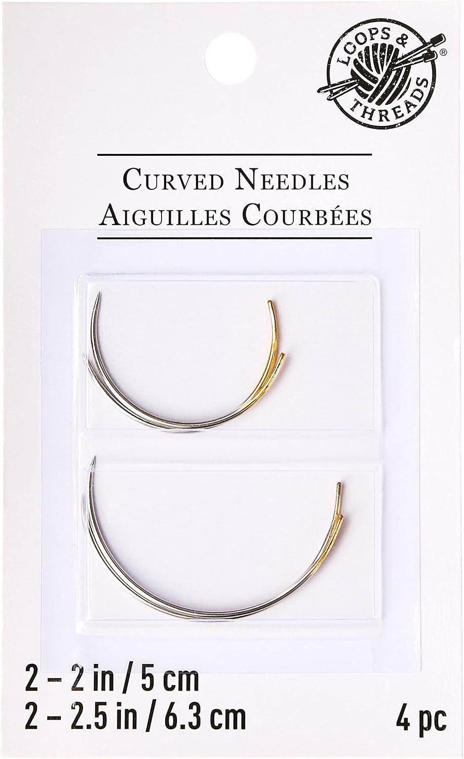 Loops & Threads Curved Gold Eye Needles, 12 Packs: 4 ct. (48 Total)