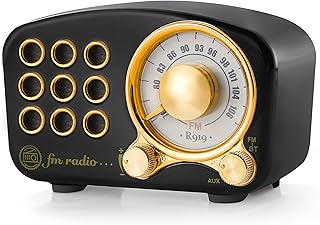 Retro Radio Bluetooth Speaker, Vintage Radio FM Radio with Old Fashioned Classic Style, Strong Bass Enhancement, Loud Volume, Bluetooth 5.0 Connection, TF Card Slot and MP3 Player (Black)