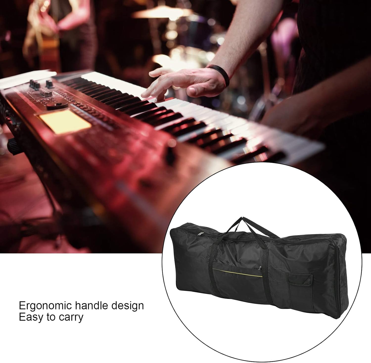 Walfront 61 Key Keyboard Case Soft Inner Fabric Piano Bag Oxford Cloth Electronic Organ Piano Carrying Bag Black