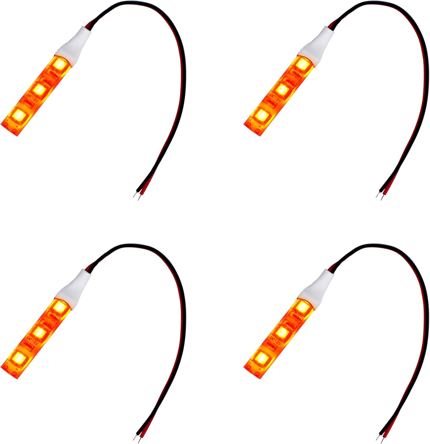 Ledテープライト 5cm 12v 防水 3チップ 白ベース 正面発光 自動車 バイク 高輝度 車 両面テープ 激安通販販売 オレンジ 4本入り Ledテープライト 5cm 12v 防水 3チップ 白ベース 正面発光 自動車 バイク 高輝度 車 両面テープ 激安通販販売 オレンジ 4本入り