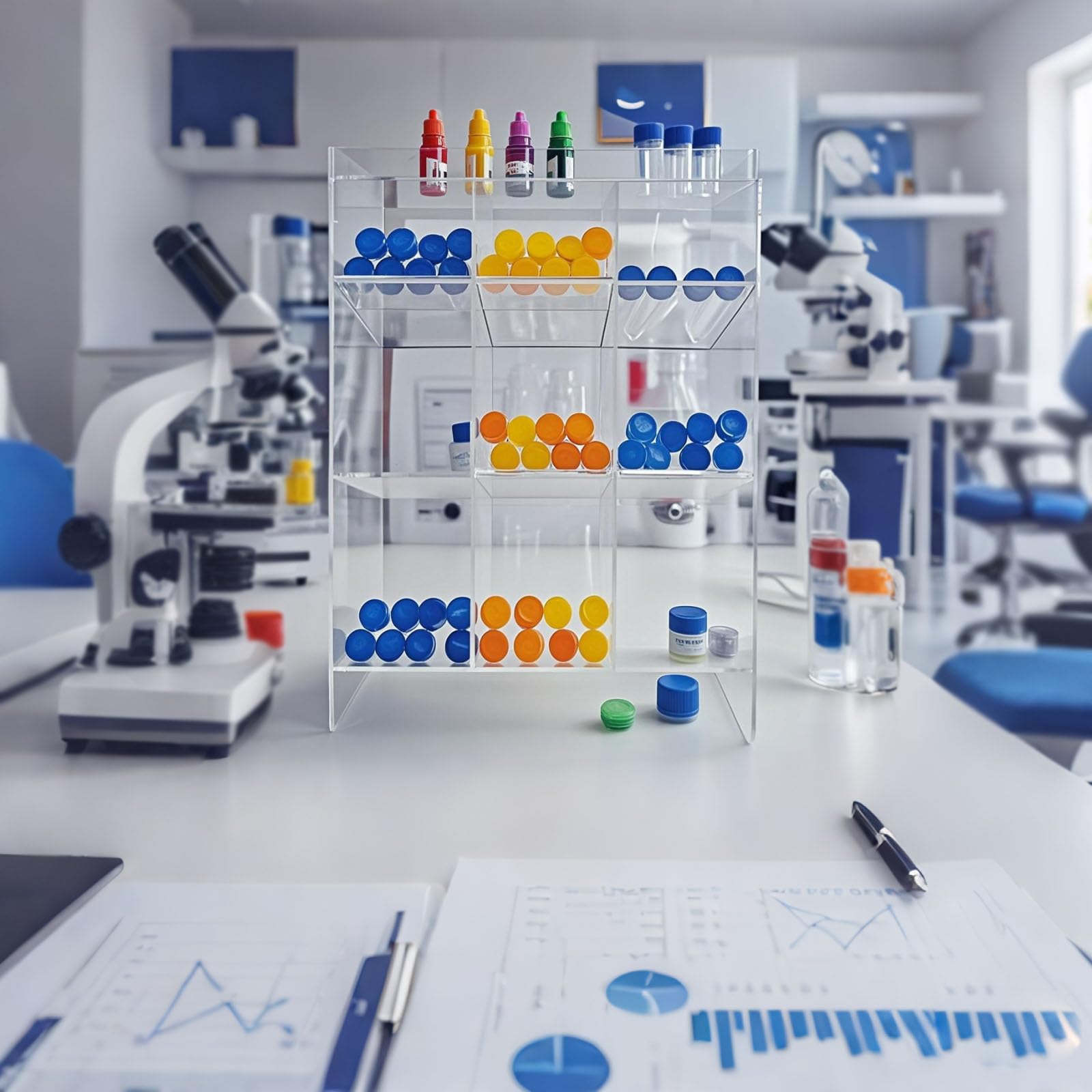 Pipette Storage Acrylic Tube Rack With 9 Compartments - Wall