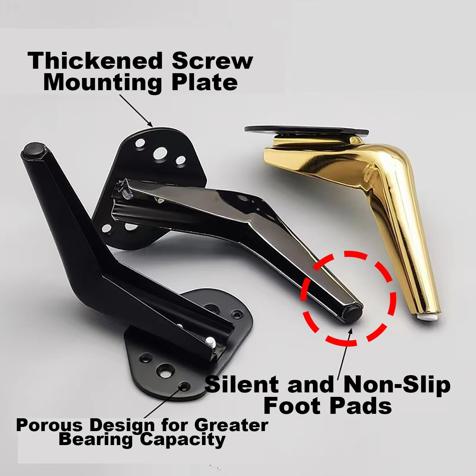 Patas para Muebles Patas Mueble Sofá de Muebles de Estilo Moderno con Tapete Silencioso 4 Juego de Patas de Mesa para Mesa Armario Sofá Sofá Silla(Gold,18cm/7in)
