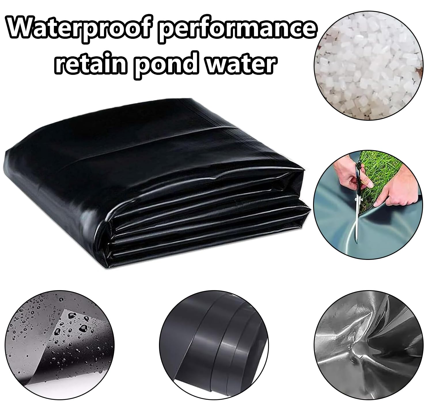 Cobertura para lagoa, lona para lagoas de jardim,cobertura para lagoa, capa para piscina de filme, Revestimiento de Caucho Negro para Estanque, lago para peixes grandes, Liner Gardens Pools（10×20m）
