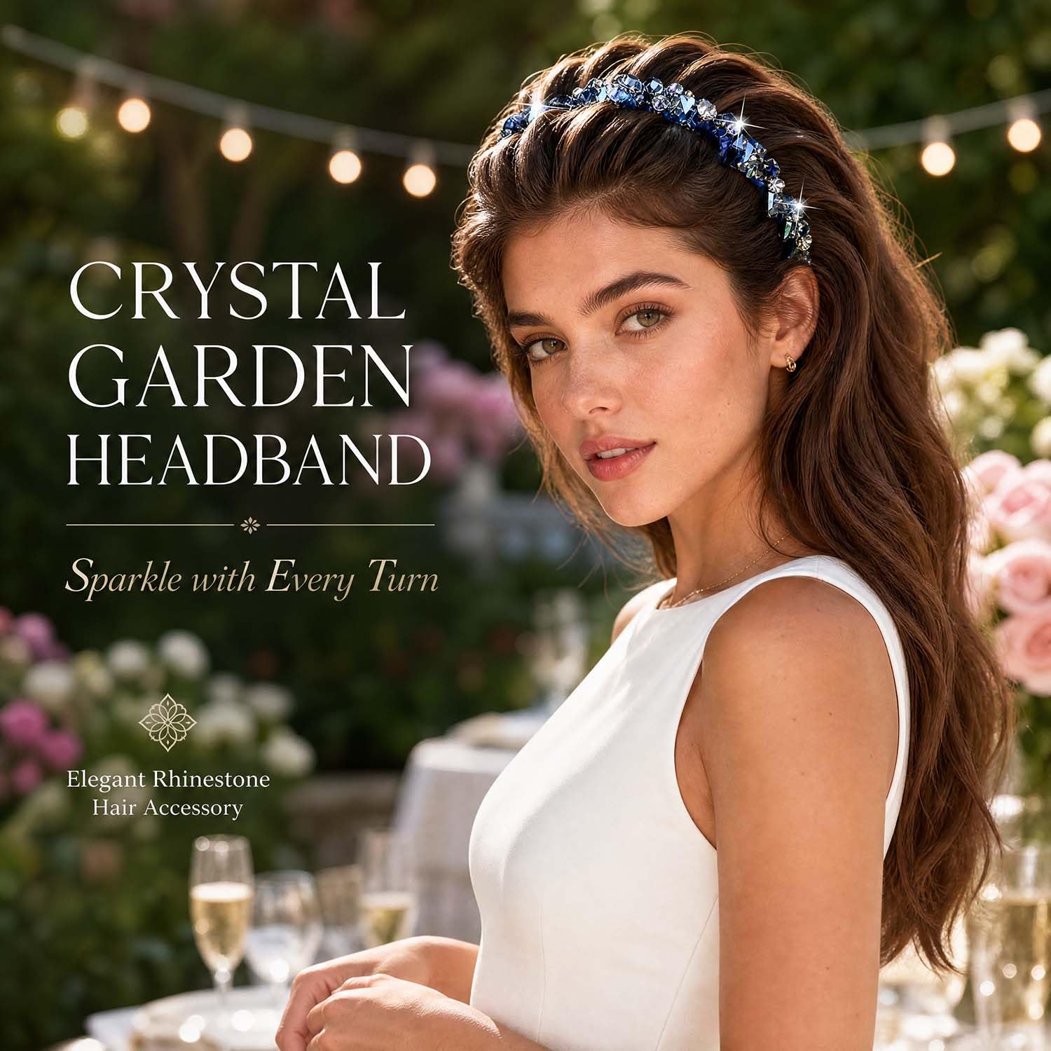 Diademas brillantes con diamantes de imitación para mujer, antideslizantes, accesorios para el cabello (azul, talla única)
