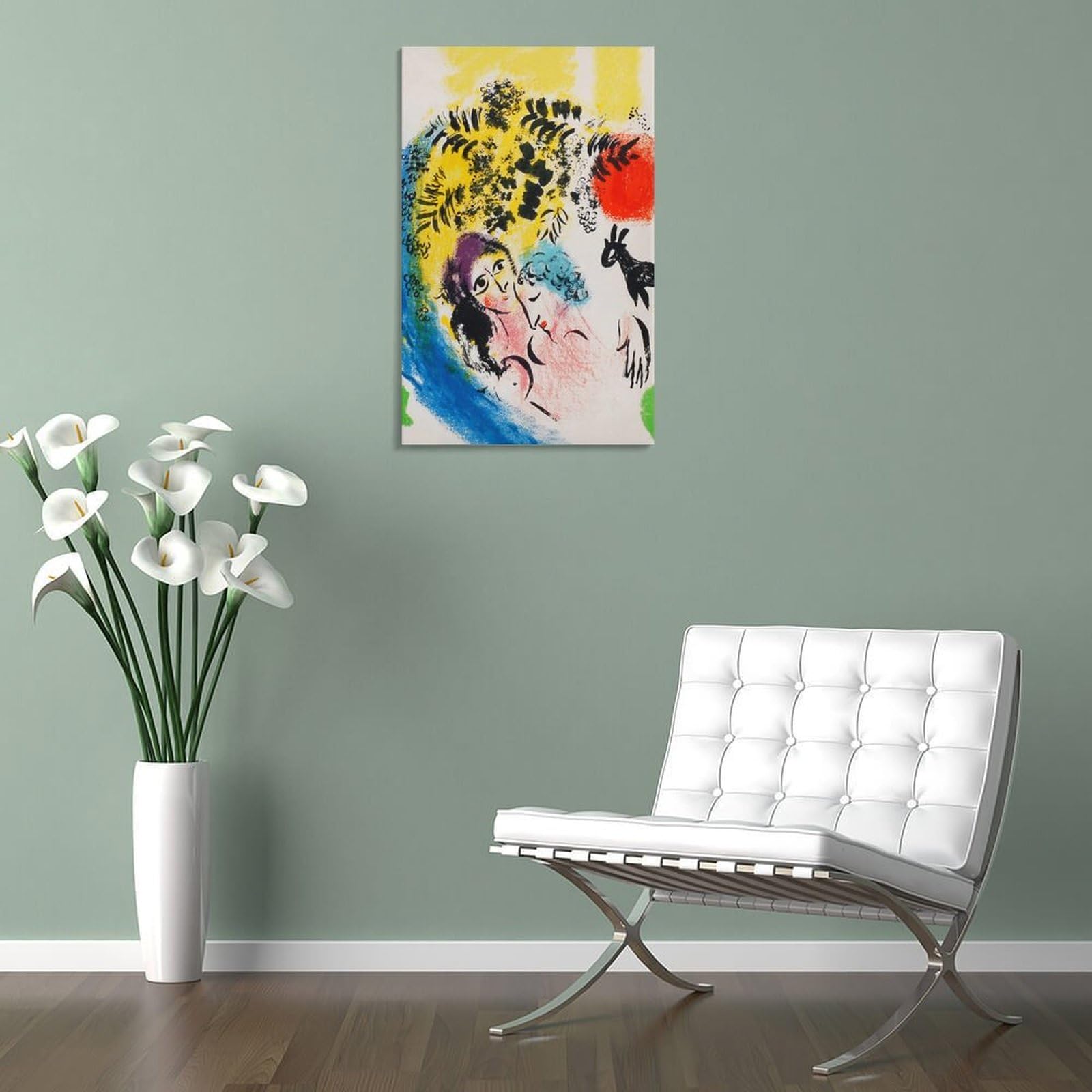 Amazon.co.jp: マルク・シャガール ポスター 「赤い太陽の恋人たち