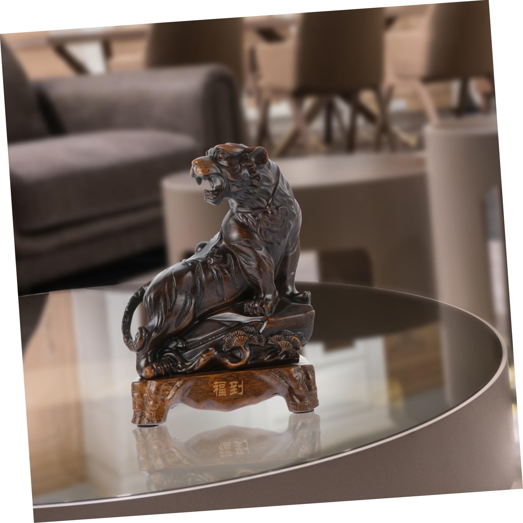 VILLCASE Retro Resin Tiger Figur Feng Shui Dekoration Chinesisches Sternzeichen Tiger Tischfigur für Neujahr Langlebiges Desktop Ornament Lebensechte Tierfigur für Zuhause und Büro