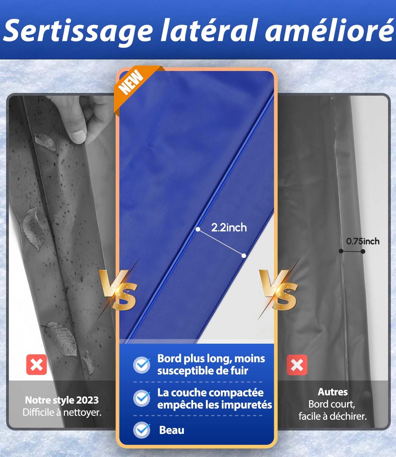 Angooni Coussin de piscine d'hiver 150 × 150 cm XXL avec double couture pour couverture de piscine – Coussin de piscine pour l'hiver avec valve Boston double inflation