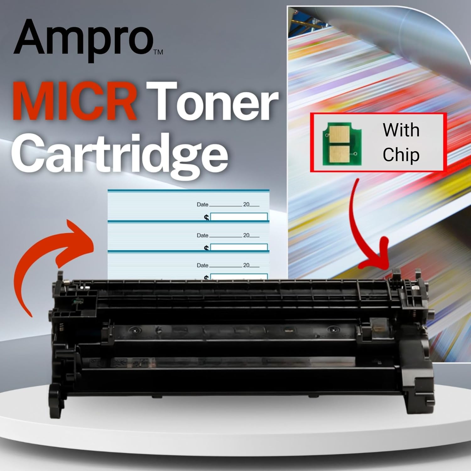 Ampro CF258A MICR 58A MICR Toner Cartridge – Secure Check Printing – Compatible with HP LaserJet M404DN M404DW M404N MFP M428DW M428FDN M428FDW Enterprise M406DN MFP M430F – High Yield, Bank-Compliant