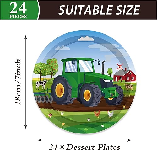 Miniatura 2 de Platos de papel de postre de tractor de granja de 7 pulgadas, locomotora, redondos, desechables, juego de platos de papel para cena de tren y
