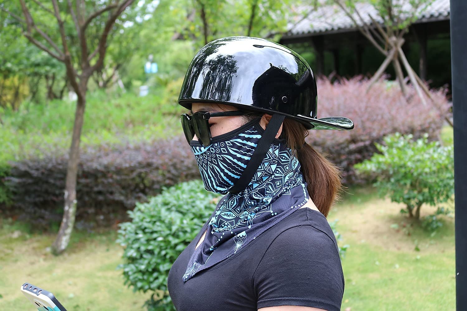 Caschi Jet da Moto Casco Scodella Adulto Aperto Da Uomo E Da Donna, Certificato DOT Bike Cruiser Chopper Ciclomotore Scooter Casco Da Moto Nero 5,S=54-55CM
