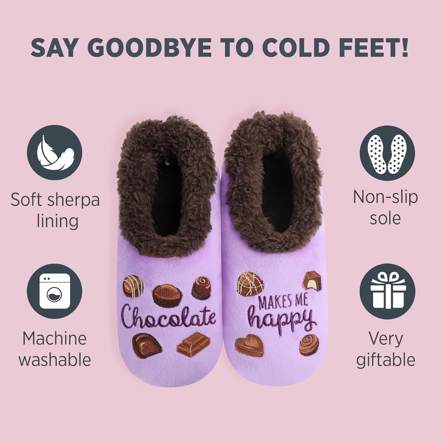 Snoozies Food Slipper Socks for Women, Funny Adult and House Slippers Soft Non-Slip, Sherpa Lining, Indoor Silly Slippers - Image 2