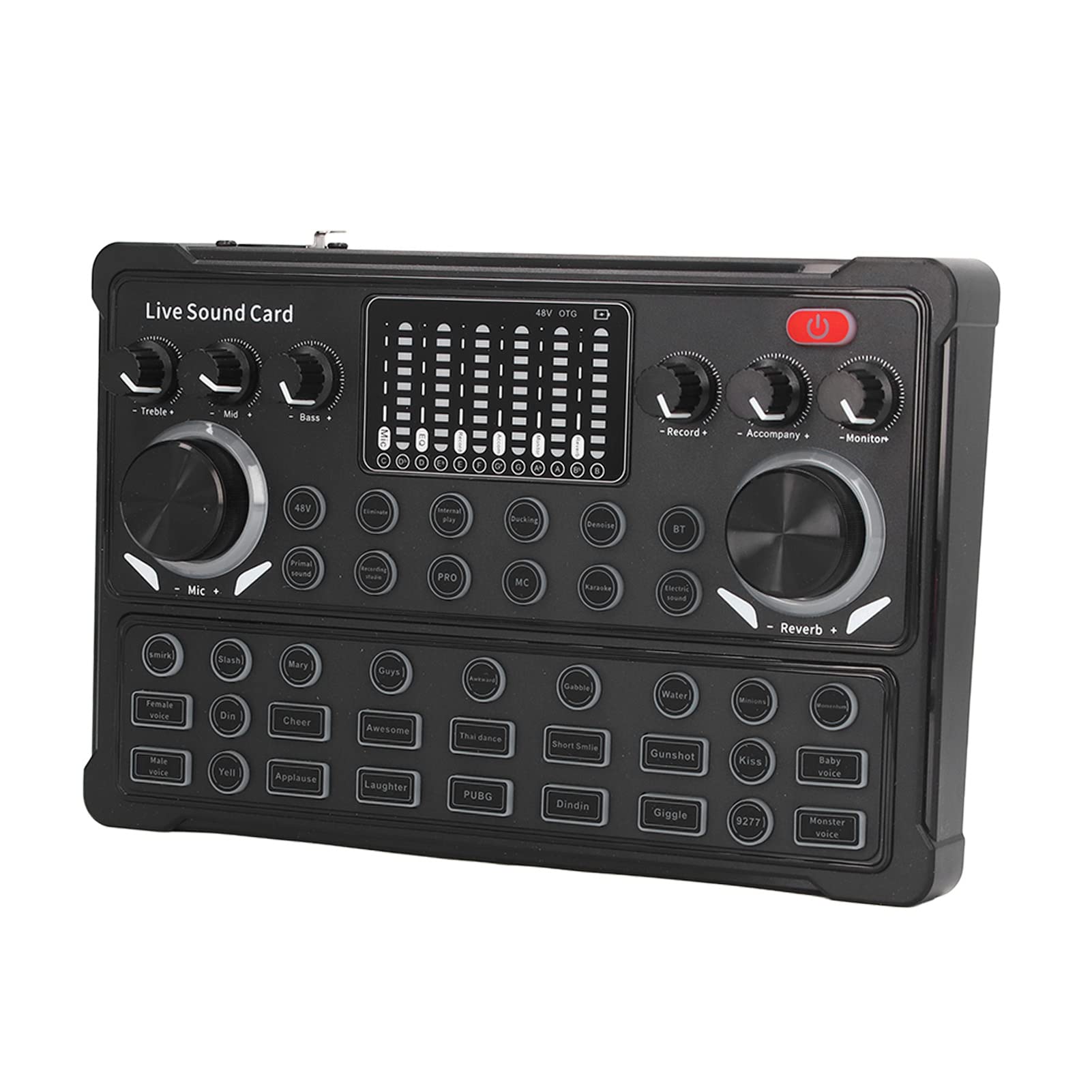 Tarjeta de Sonido en Vivo, Tarjeta de Sonido en Vivo Multifuncional, Pantalla LED, Reducción de Ruido, Conexión, para Transmisión en Vivo, Tarjetas de Sonido Externas