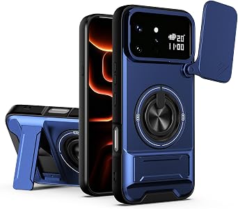 Compatible with Infinix Note 60 Ultra 5G Case Cover,Compatible with Infinix Note 60 Ultra 5G X6877 with Slide Camera Cover Phone Stand Protective Case Blue