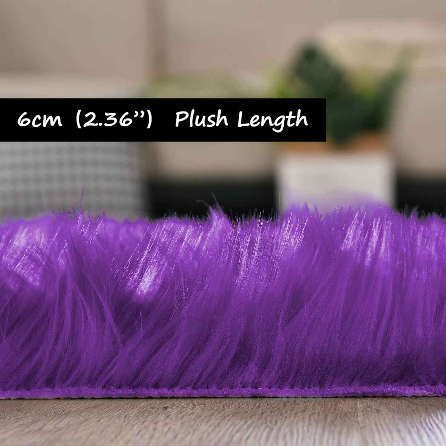 Goolela Purple Fluffy Circle Rug 3ft Faux Fur Rug for Bedroom Dorm Playroom Fuzzy Furry Small Plush Room Décor Washable