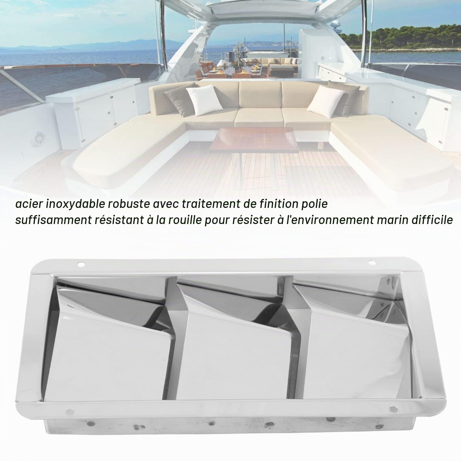 1 Paire 210x110mm Couvercle D'aération Marin 3 Fentes Persienne Rectangulaire 304 Grille De Ventilation D'air De Bateau En Acier Inoxydable Obturateur D'aération Universel Pour Bateaux
