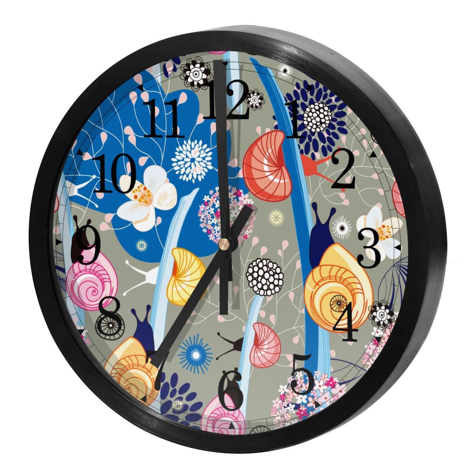 Horloge murale pour maison et cuisine motif nature escargot silencieux