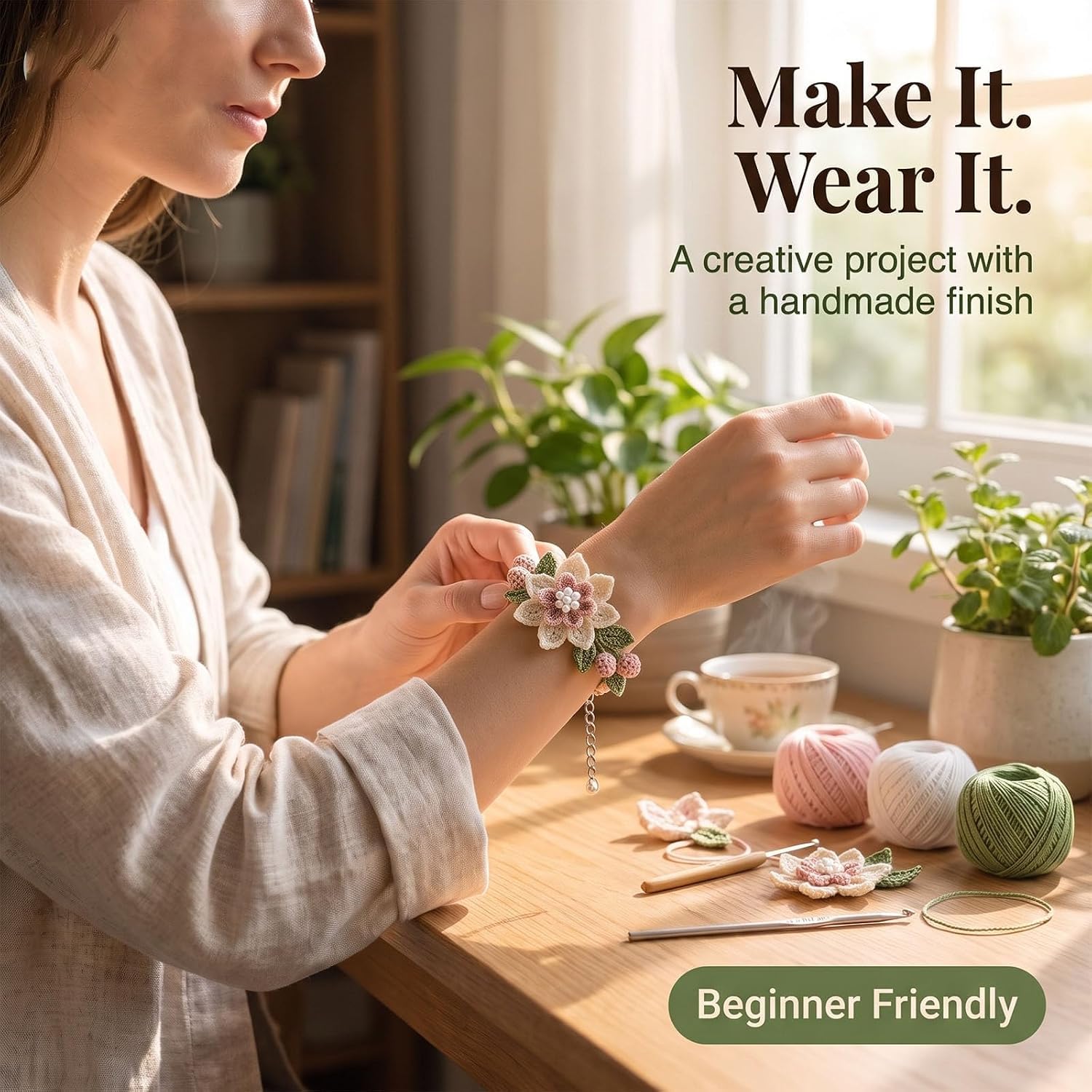 Naturinspiriertes DIY-Häkelarmband-Set，4 sets