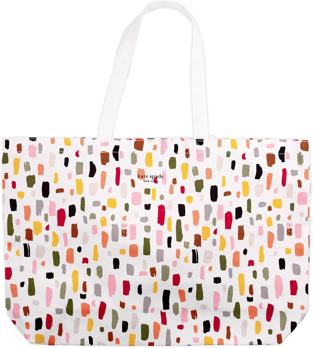 kate spade new york Canvas Tote Bag for Women, Cute Bag for Work, Teacher, Beach, Book Tote with Pocket