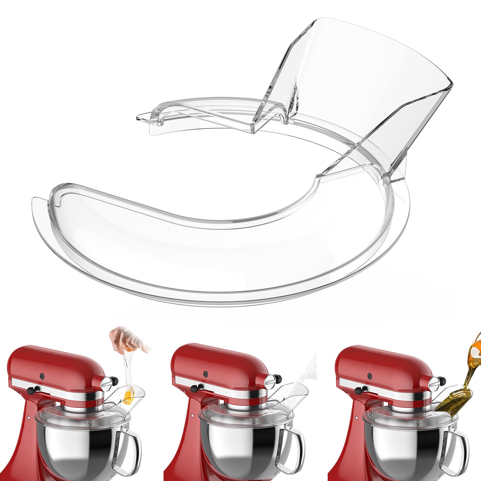 GVODE Pouring Shield for KitchenAid 4.5-5QT Mixer Bowl(Stainless Steel, Glass, Ceramic) - Secure Fit Splash Guard for KitchenAid Tilt-Head Stand Mixers and Dishwasher Safe