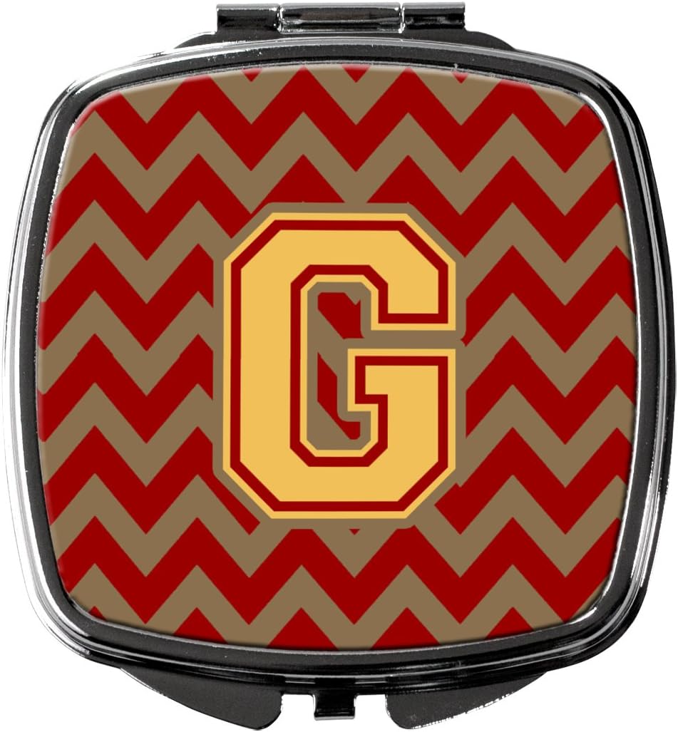 Caroline's Treasures CJ1048-GSCM Letter G Chevron Garnet and Gold Compact Mirror, Multicolor