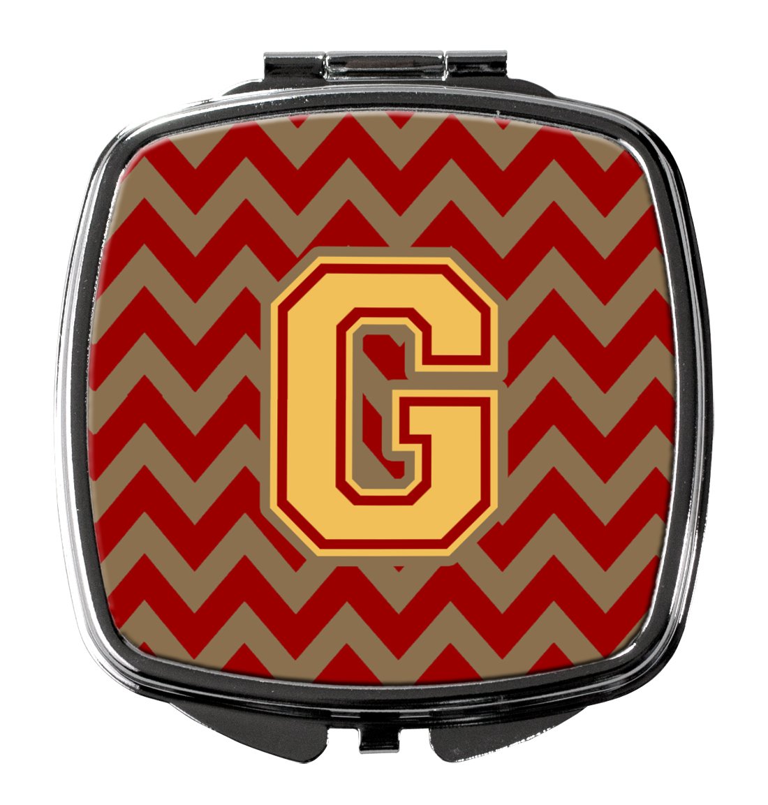 Caroline's Treasures CJ1048-GSCM Letter G Chevron Garnet and Gold Compact Mirror, Multicolor