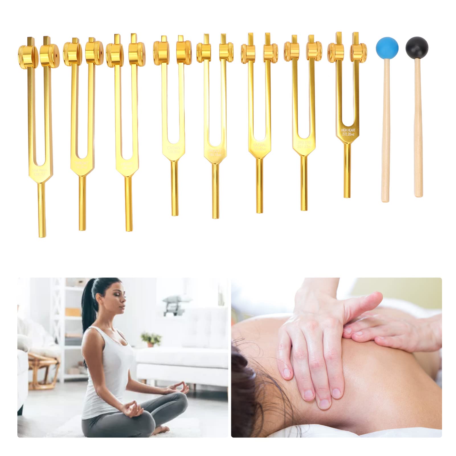 Tuning Fork Set, 8Pcs Aluminum Alloy Body Weighted Tuning Forks for Healing Chakra Set Yoga Tuning Devices - Image 4