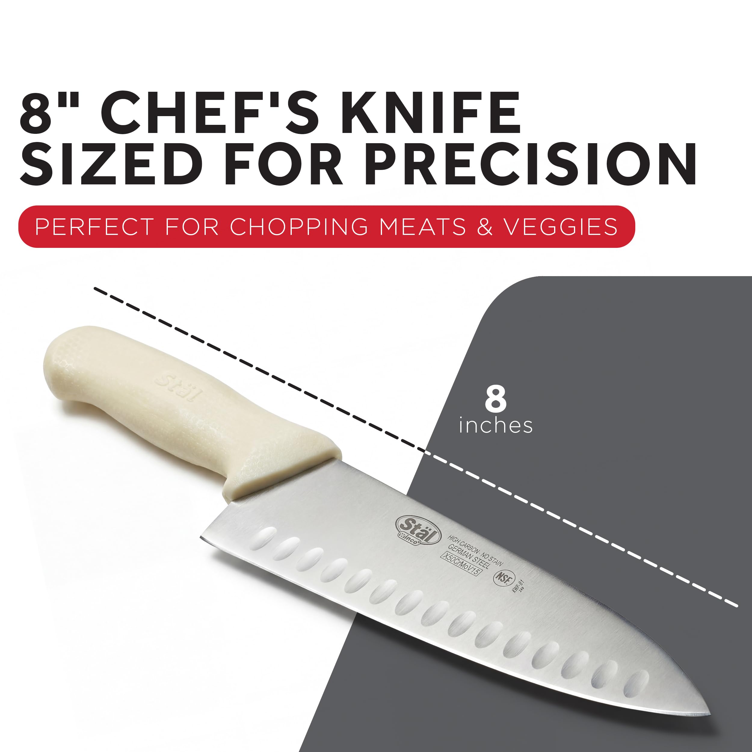 Winco 8" White Hollow Ground Chef's Knife — Amazon image 4