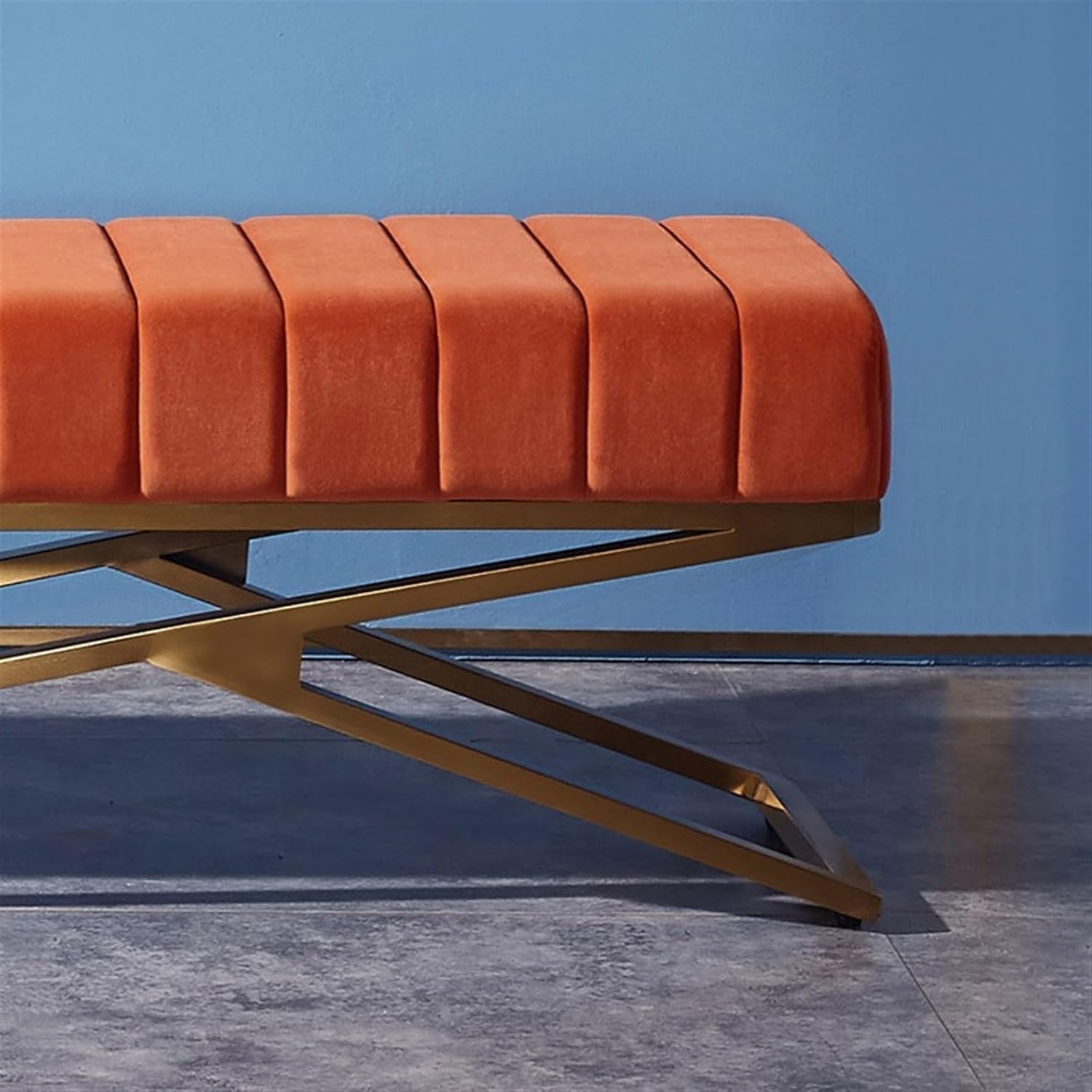 End Stool Clothing Store Fitting Room Checkroom Sofa Bench Modern Simple Bench Bedroom Bedside Bench Long Bench(Orange,120 * 40 * 40cm)